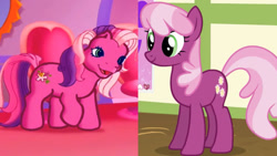 Size: 1280x720 | Tagged: safe, screencap, cheerilee, cheerilee (g3), earth pony, pony, cheerilee's pajama party, g3, g4, hearts and hooves day (episode), meet the ponies, comparison, cropped, g3 to g4, generation leap