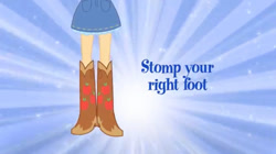 Size: 828x465 | Tagged: safe, screencap, applejack, equestria girls, g4, boots, boots shot, clothes, cowboy boots, eg stomp, high heel boots, legs, pictures of legs, shoes, skirt
