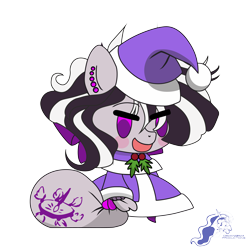 Size: 9934x9934 | Tagged: safe, artist:dimanizma, artist:limreiart, oc, oc only, pony, zebra, absurd resolution, anime, bag, chibi, christmas, clothes, costume, cute, fate/stay night, female, filly, foal, happy new year, hat, hearth's warming eve, holiday, padoru, santa costume, santa hat, simple background, solo, transparent background, watermark, witch, zebra oc