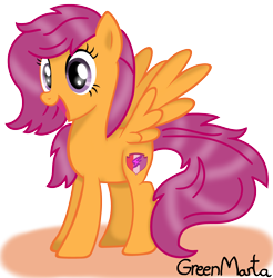 Size: 3776x3832 | Tagged: safe, artist:greenmarta, artist:magicdartart, scootaloo, pegasus, pony, base used, female, older, older scootaloo, open mouth, simple background, solo, spread wings, transparent background, wings