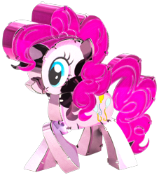 Size: 1090x1200 | Tagged: safe, pinkie pie, earth pony, pony, g4, craft, curly hair, cutie mark, metal earth, pink hair, pink mane, pink skin, simple background, solo, transparent background