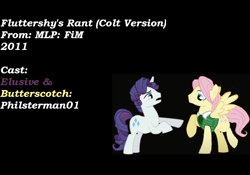 Size: 2388x1668 | Tagged: safe, artist:philsterman, fluttershy, rarity, pegasus, pony, unicorn, g4, suited for success, butterscotch, clothes, elusive, genderbent reenactment, rant, reenactment, rule 63, suit, youtube, youtube link, youtuber