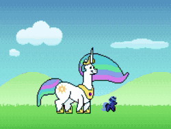 Size: 1600x1200 | Tagged: safe, artist:2snacks, princess celestia, princess luna, alicorn, pony, g4, 8-bit, animated, crown, cursed, cute, ducktales, ducktales (nes), female, filly, foal, hair over one eye, hand, head pat, impossibly long neck, jewelry, lesser dog, long neck, magic, magic hands, meme, moon, mouth, mouth hold, music, necc, nope.avi, pat, patting, pixel art, princess necklestia, regalia, royal sisters, s1 luna, scruff, shocked, siblings, sisters, sound, surprised, to the moon, wat, webm, wingless, woona, younger, youtube link