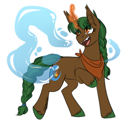 Size: 982x950 | Tagged: safe, artist:cosmalumi, oc, oc:camp fire(fireverse), alicorn, bat pony, bat pony alicorn, hybrid, pony, unicorn, bat wings, horn, solo, wings