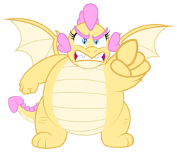 Size: 1600x1380 | Tagged: safe, artist:aleximusprime, oc, oc:buttercream, oc:buttercream the dragon, dragon, flurry heart's story, angry, chubby, cute, dragon oc, dragoness, fat, female, gritted teeth, heart shaped, objection, perspective, pointing, pointing at you, simple background, solo, transparent background