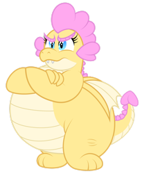 Size: 1600x1952 | Tagged: safe, artist:aleximusprime, oc, oc:buttercream, oc:buttercream the dragon, dragon, flurry heart's story, angry, chubby, crossed arms, cute, disappointed, dragon oc, dragoness, fat, female, heart shaped, simple background, solo, transparent background