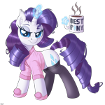 Size: 4000x4000 | Tagged: safe, alternate version, artist:ziemniax, rarity, pony, unicorn, absurd resolution, bathrobe, best pony, blushing, clothes, coffee, coffee mug, ear fluff, female, glowing, glowing horn, horn, looking at you, magic, mare, messy hair, messy mane, mug, robe, signature, simple background, slippers, solo, stockings, telekinesis, thigh highs, transparent background