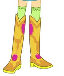 Size: 236x277 | Tagged: safe, screencap, applejack, equestria girls, g4, my little pony equestria girls: summertime shorts, shake things up!, boots, boots shot, clothes, cowboy boots, legs, pictures of legs, shoes, socks, solo, thigh highs, thigh socks