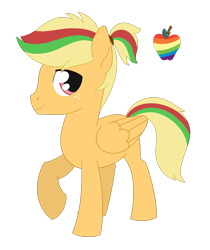 Size: 1481x1767 | Tagged: safe, alternate version, artist:dyonys, oc, oc:zap apple, pegasus, pony, colt, cutie mark, foal, freckles, male, ponytail, simple background, stallion, teenager, transparent background