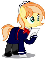 Size: 2490x3170 | Tagged: safe, artist:strategypony, oc, oc only, oc:fruitlines, earth pony, pony, clothes, earth pony oc, female, flight attendant, high res, mare, simple background, socks, stewardess, stockings, thigh highs, transparent background
