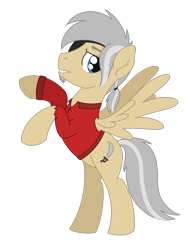 Size: 1004x1285 | Tagged: safe, artist:dyonys, oc, oc:silver mane, pegasus, pony, bipedal, clothes, eyepatch, male, shirt, simple background, solo, stallion, transparent background
