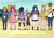 Size: 800x566 | Tagged: safe, artist:shannaheart, applejack, fluttershy, pinkie pie, rainbow dash, rarity, spike, twilight sparkle, human, g4, belt, boots, clothes, cowboy boots, cowboy hat, dark skin, female, hat, horn, horned humanization, humanized, jeans, kisekae, male, mane seven, mane six, pants, shoes, socks, stockings, striped socks, thigh highs, winged humanization, wings