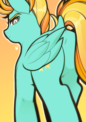 Size: 2894x4093 | Tagged: safe, artist:sugarelement, lightning dust, pegasus, pony, g4, butt, lightning butt, looking at you, looking back, plot, simple background, solo