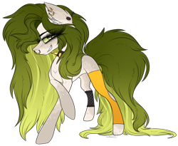 Size: 3001x2457 | Tagged: safe, artist:beamybutt, oc, oc only, earth pony, pony, choker, clothes, ear fluff, ear piercing, earring, earth pony oc, grin, high res, jewelry, leg warmers, piercing, raised hoof, simple background, smiling, solo, spiked choker, transparent background