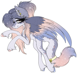 Size: 3605x3409 | Tagged: safe, artist:beamybutt, oc, oc only, pegasus, pony, ethereal mane, female, high res, mare, pegasus oc, rearing, simple background, smiling, solo, starry mane, transparent background, unshorn fetlocks
