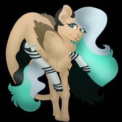 Size: 1500x1500 | Tagged: safe, artist:teonnakatztkgs, oc, oc only, pegasus, pony, black background, makeup, pegasus oc, simple background, smiling, solo, two toned mane, wings