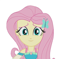 Size: 1118x1078 | Tagged: safe, edit, edited screencap, screencap, fluttershy, equestria girls, g4, my little pony equestria girls: better together, outtakes (episode), background removed, looking at you, not a vector, simple background, solo, transparent background
