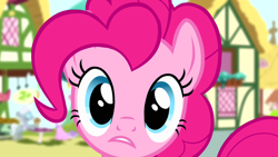 Size: 1280x720 | Tagged: safe, screencap, diamond tiara, pinkie pie, silver spoon, earth pony, pony, g4, pinkie pride, season 4, blurry background, breaking the fourth wall, close-up, female, filly, foal, looking at you, mare, reaction image, solo focus, talking to viewer, trio, trio female