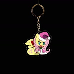 Size: 1666x1665 | Tagged: safe, artist:dimanizma, artist:shop4geek, fluttershy, pegasus, pony, g4, acrylic plastic, anime, bag, charm, chibi, christmas, clothes, costume, cute, fate/stay night, female, filly, foal, handmade, happy new year, hat, hearth's warming eve, holiday, irl, keychain, merchandise, padoru, photo, santa costume, santa hat, simple background, solo, spread wings, wings