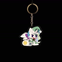 Size: 1666x1665 | Tagged: safe, artist:dimanizma, artist:shop4geek, princess celestia, alicorn, pony, g4, acrylic plastic, anime, bag, charm, chibi, christmas, clothes, costume, cute, fate/stay night, female, filly, foal, handmade, happy new year, hat, hearth's warming eve, holiday, horn, irl, keychain, merchandise, padoru, photo, santa costume, santa hat, simple background, solo, spread wings, wings