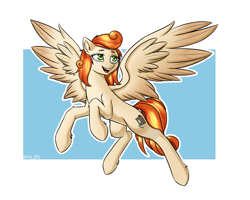 Size: 2500x2000 | Tagged: safe, artist:kirasunnight, oc, oc only, oc:megan rouge, pegasus, pony, female, flying, high res, open mouth, pegasus oc, spread wings, wings