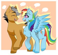 Size: 1024x963 | Tagged: safe, artist:sawberrykiss, quibble pants, rainbow dash, pegasus, pony, g4, chest fluff, duo, female, male, mare, stallion