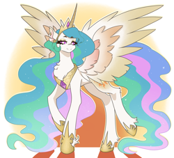 Size: 1024x929 | Tagged: safe, artist:sawberrykiss, princess celestia, alicorn, pony, g4, chest fluff, female, solo, spread wings, wings