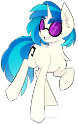 Size: 1280x2009 | Tagged: safe, artist:pointdelta, dj pon-3, vinyl scratch, pony, unicorn, g4, chest fluff, female, grin, mare, redraw, simple background, smiling, solo, sunglasses, transparent background
