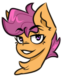 Size: 900x1120 | Tagged: safe, artist:pointdelta, scootaloo, pegasus, pony, g4, bust, chest fluff, female, filly, foal, grin, simple background, smiling, solo, transparent background