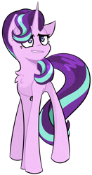 Size: 800x1523 | Tagged: safe, artist:pointdelta, starlight glimmer, pony, unicorn, g4, chest fluff, female, front view, full body, hooves, horn, long legs, mare, simple background, solo, standing, tail, transparent background