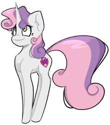 Size: 1280x1453 | Tagged: safe, artist:pointdelta, sweetie belle, pony, unicorn, g4, cute, diasweetes, female, filly, foal, full body, hooves, horn, simple background, smiling, solo, tail, transparent background, two toned mane, two toned tail