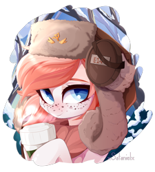 Size: 3240x3600 | Tagged: safe, alternate version, artist:xsatanielx, oc, oc only, earth pony, pony, rcf community, coffee mug, commission, female, freckles, high res, mare, mug, russian, simple background, solo, steam, transparent background, ych example, your character here