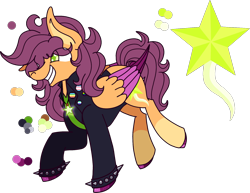 Size: 1634x1261 | Tagged: safe, artist:musical-medic, oc, oc:starlight serenade, pegasus, pony, clothes, colored wings, male, not scootaloo, simple background, solo, spiked wristband, stallion, transparent background, two toned wings, wings, wristband