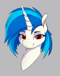 Size: 2317x2917 | Tagged: safe, artist:aquaticvibes, dj pon-3, vinyl scratch, pony, unicorn, g4, bust, female, gray background, head only, high res, mare, red eyes, simple background, solo