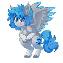 Size: 2000x2000 | Tagged: safe, artist:star-theft, oc, oc:cobalt, pegasus, pony, bipedal, colored wings, colored wingtips, high res, male, simple background, solo, squatting, stallion, tongue out, transparent background, wings