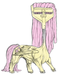 Size: 2664x2748 | Tagged: safe, artist:greatspacebeaver, fluttershy, pegasus, pony, female, fluttermop, mop, not salmon, object, sexy, simple background, solo, wat, white background
