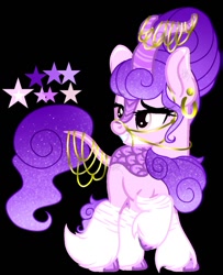 Size: 922x1133 | Tagged: safe, artist:teonnakatztkgs, oc, oc only, kirin, base used, black background, ear piercing, earring, ethereal mane, eyelashes, female, grin, horn, horn ring, jewelry, kirin oc, piercing, raised hoof, ring, simple background, smiling, solo, starry mane, tail, tail ring