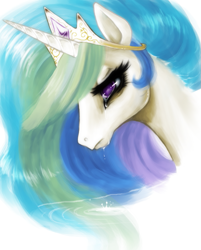 Size: 683x851 | Tagged: safe, alternate version, artist:karnella, artist:kathisofy, princess celestia, alicorn, pony, g4, bust, crying, depressedia, female, mare, sad, sadlestia, solo