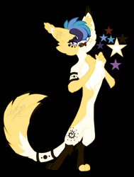 Size: 788x1042 | Tagged: safe, artist:teonnakatztkgs, oc, oc only, abyssinian, anthro, digitigrade anthro, abyssinian oc, base used, black background, simple background, smiling, solo, stars