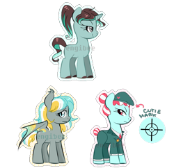 Size: 659x637 | Tagged: safe, artist:kaikururu, oc, oc only, bat pony, earth pony, pony, unicorn, base used, bat pony oc, bat wings, clothes, earth pony oc, hat, horn, simple background, transparent background, unicorn oc, wings