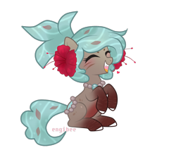 Size: 1207x1027 | Tagged: safe, artist:kaikururu, oc, oc only, earth pony, pony, earth pony oc, flower, flower in hair, open mouth, rearing, simple background, smiling, solo, transparent background
