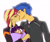 Size: 1200x1006 | Tagged: safe, artist:miserisyt, flash sentry, sunset shimmer, oc, oc:orphelia sentry, human, equestria girls, g4, baby, female, kiss on the lips, kissing, male, offspring, parent:flash sentry, parent:sunset shimmer, parents:flashimmer, ship:flashimmer, shipping, straight