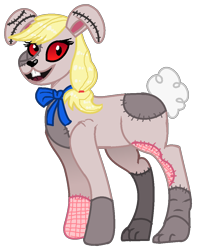 Size: 964x1100 | Tagged: safe, artist:princess-kitsune-tsu, applejack, earth pony, pony, g4, animal, animal costume, bowtie, bunny costume, clothes, cosplay, costume, crossover, female, five nights at freddy's, five nights at freddy's: security breach, mare, open mouth, simple background, solo, transparent background, vanny