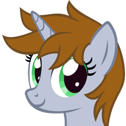 Size: 500x500 | Tagged: safe, artist:the smiling pony, oc, oc only, oc:littlepip, pony, unicorn, fallout equestria, g4, .svg available, brown mane, bust, cute, female, green eyes, horn, looking at you, mare, ocbetes, pipabetes, portrait, show accurate, simple background, smiling, smiling at you, solo, svg, transparent background, unicorn oc, vector