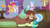 Size: 1280x720 | Tagged: safe, screencap, apple bloom, sandbar, scootaloo, silverstream, sweetie belle, yona, earth pony, hippogriff, pegasus, pony, unicorn, yak, g4, school raze, alarm clock, animation error, bow, clock, cloven hooves, crowbar, curtains, cutie mark crusaders, female, hair bow, lamp, larger female, lidded eyes, male, monkey swings, out of context, rug, shipping fuel, size difference, smaller male, table, window