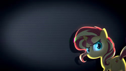 Size: 1280x720 | Tagged: safe, artist:nebby14, sunset shimmer, pony, unicorn, g4, binary, dark, edgy, female, glowing, glowing eyes, hacker, mare, minimalist, shadow, solo, spotlight, terminal, wallpaper