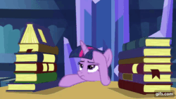Size: 640x360 | Tagged: safe, edit, edited screencap, editor:quoterific, screencap, twilight sparkle, alicorn, pony, g4, made in manehattan, season 5, animated, book, bored, female, floppy ears, gif, gifs.com, impact font, mare, mawshot, nose in the air, open mouth, solo, text, twilight sparkle (alicorn), twilight's castle, uvula, volumetric mouth, wings