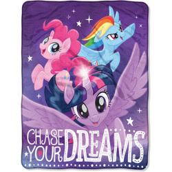 Size: 1500x1500 | Tagged: safe, pinkie pie, rainbow dash, twilight sparkle, alicorn, earth pony, pegasus, pony, g4, my little pony: the movie, blanket, happy, merchandise, motivational, northwest, positive ponies, stock vector, sweet dreams fuel, twilight sparkle (alicorn)