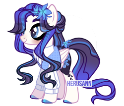 Size: 1280x1097 | Tagged: safe, artist:herusann, oc, oc only, pegasus, pony, base used, clothes, eyelashes, female, flower, flower in hair, hoof polish, mare, pegasus oc, simple background, smiling, solo, transparent background, wings