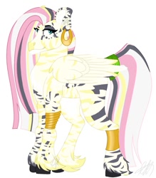 Size: 1097x1253 | Tagged: safe, artist:teonnakatztkgs, fluttershy, zecora, oc, oc only, pony, g4, ear piercing, earring, fusion, jewelry, piercing, simple background, solo, white background